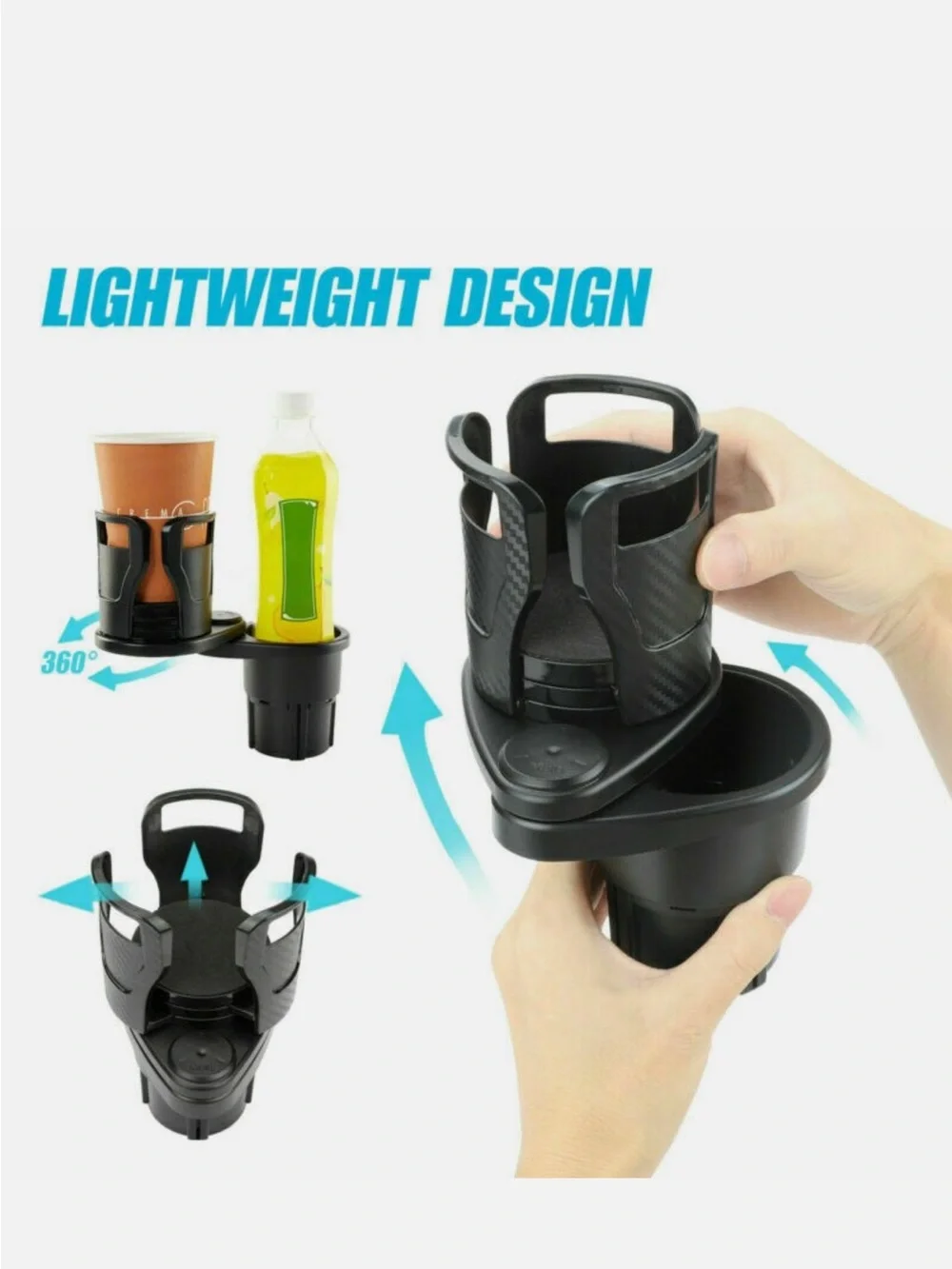 Universal Black Car Cup Holder Phone Mount all cup size and plates